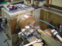  Using the lathe to easily drill out 25mm holes inside some 35mm bar to make up adaptor pieces for the cutting tool